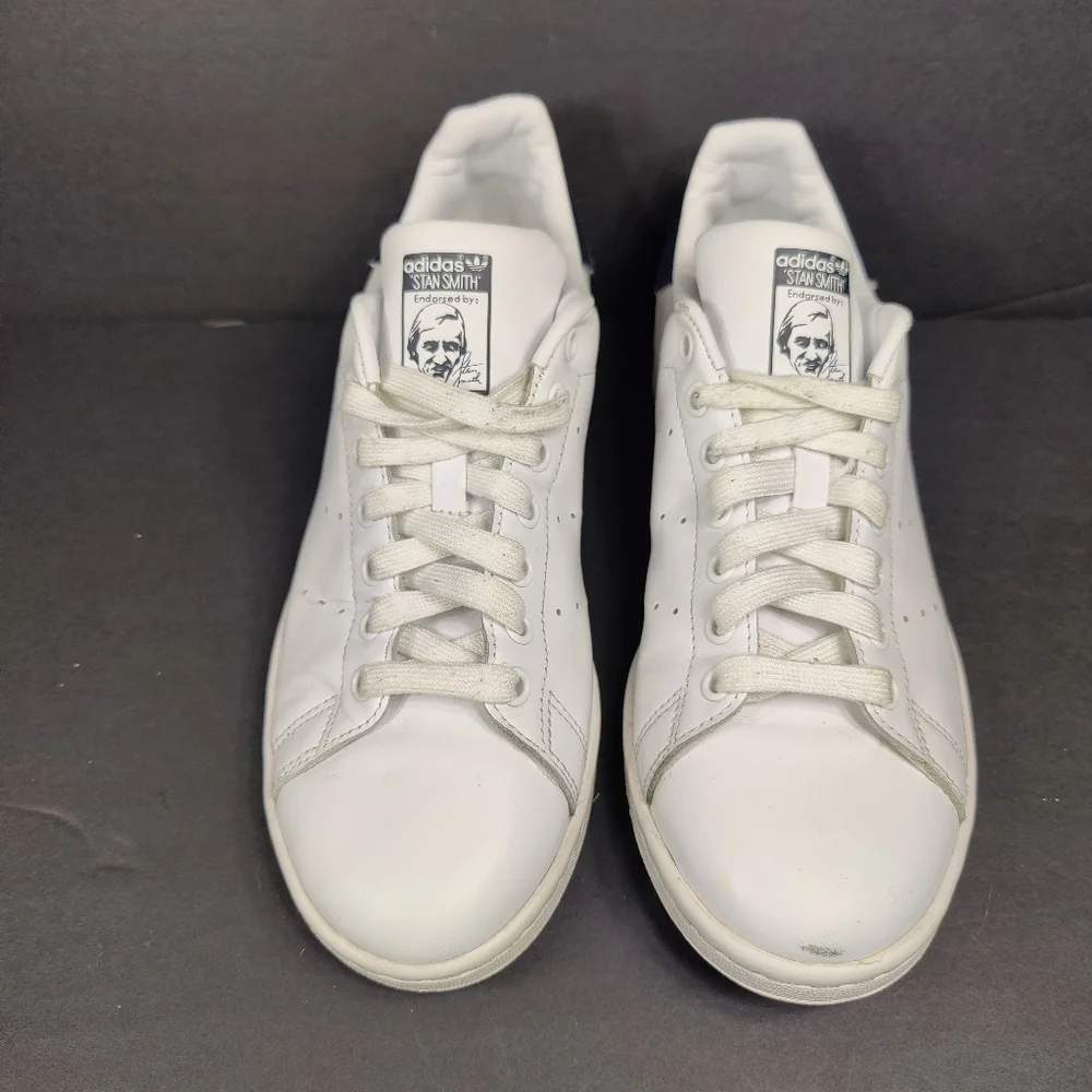 Adidas Men Stan Smith Round Toe Casual White Leather Sneaker Classic Shoe Sz 7.5